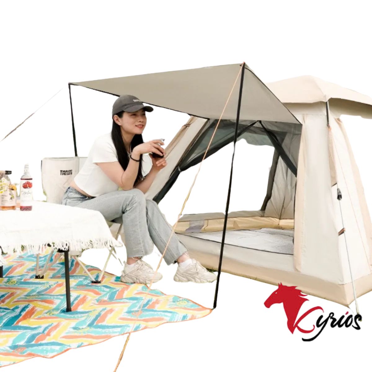 NO LOGO - Tienda De Acampar Modelo Aire Libre Color Beige