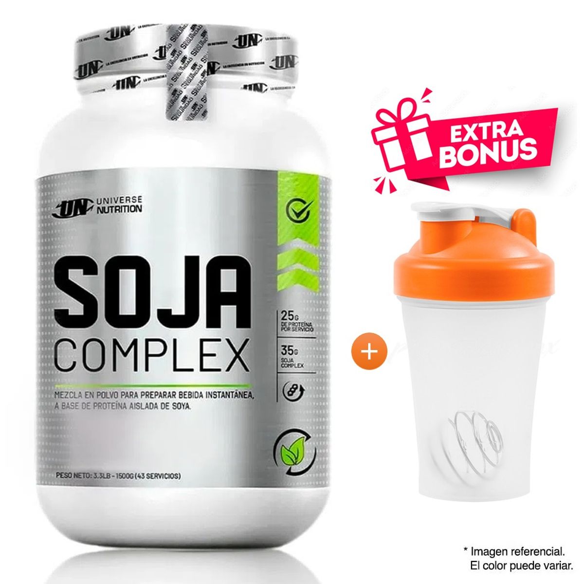 UNIVERSE NUTRITION - Proteína de Soja Complex 1.5 kg Cookies and Cream - 43 Servicios