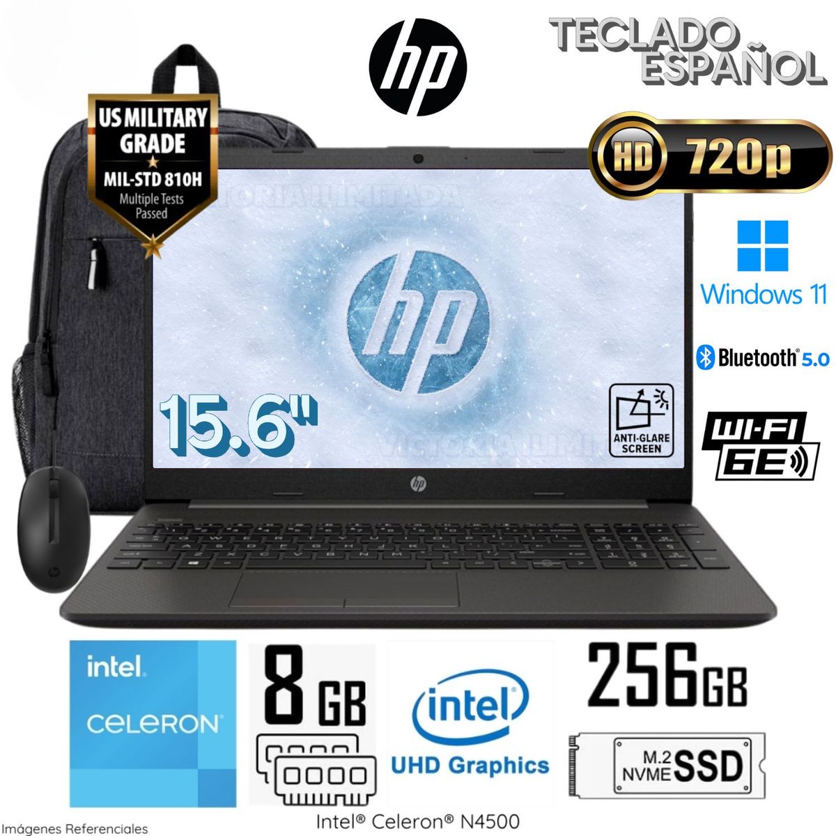 HP - Laptop HP 250 G9 Intel Celeron N4500 (A12FJLA) 8GB RAM 256GB SSD 15.6"  HD