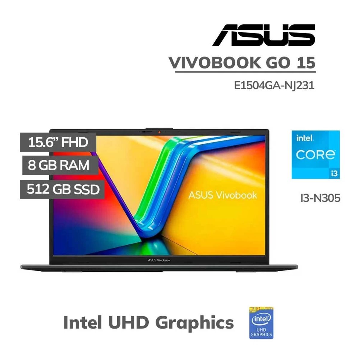 ASUS - Laptop Asus VivoBook E1504G 15.6'' FHD Intel Core I3 12va 8 Núc 8GB DDR4 256GB SSD UFS 2.1, Free DOS