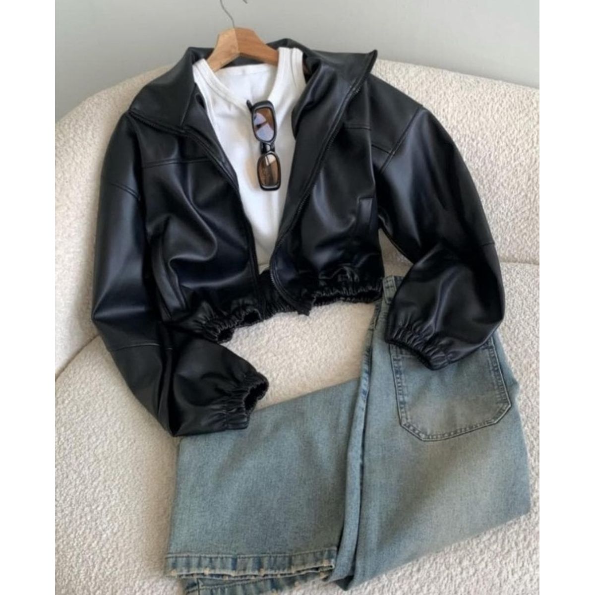 GENERICO - CASACA OVERSIZE CUERINA PARA DAMA MODA