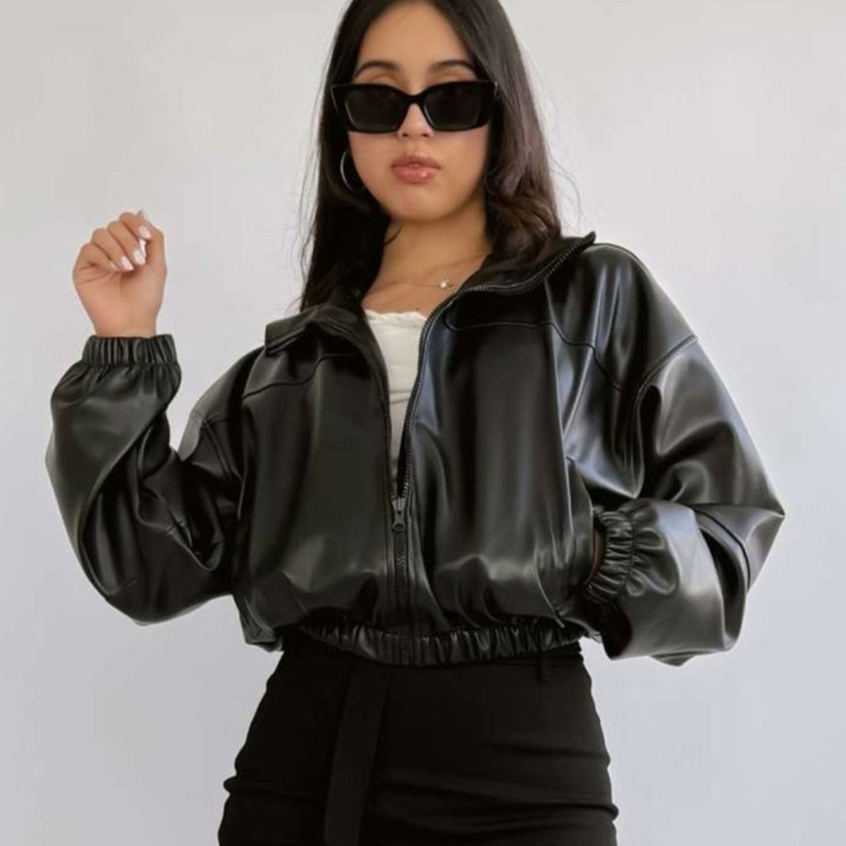 GENERICO - CASACA OVERSIZE CUERINA PARA DAMA MODA