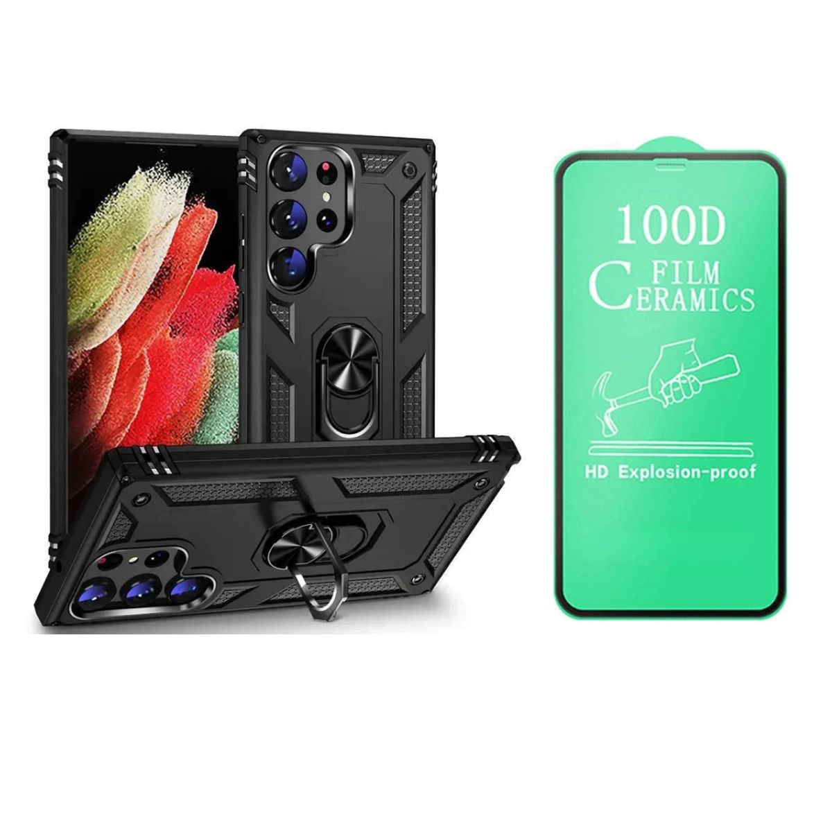 CASE - CASE ARMADURA PARA SAMSUNG S25 ULTRA + MICA CERAMICA HD - NEGRO