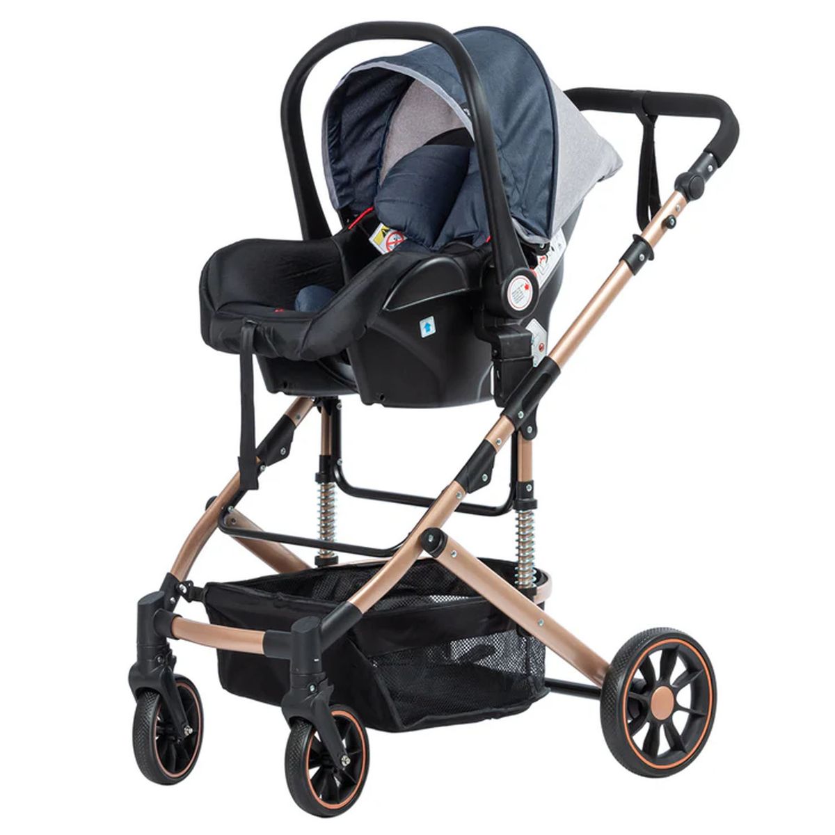 EBABY - Coche Cuna Moisés de Lujo «COMFORT» Con Porta Bebé Blue