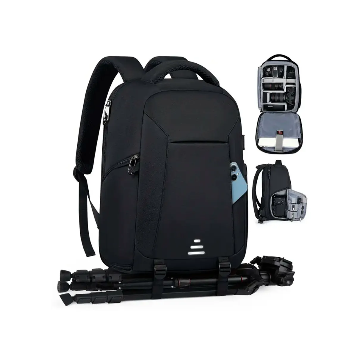 GENERICO - Mochila Lubardy para camara accesorios Laptop negro