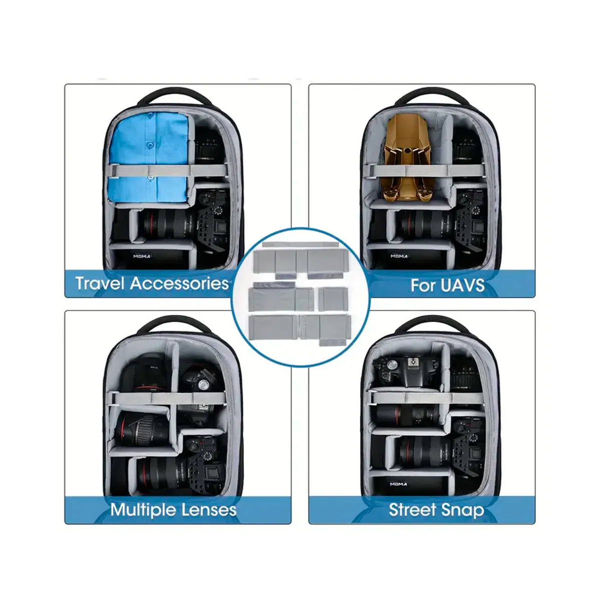 GENERICO - Mochila Lubardy para camara accesorios Laptop negro