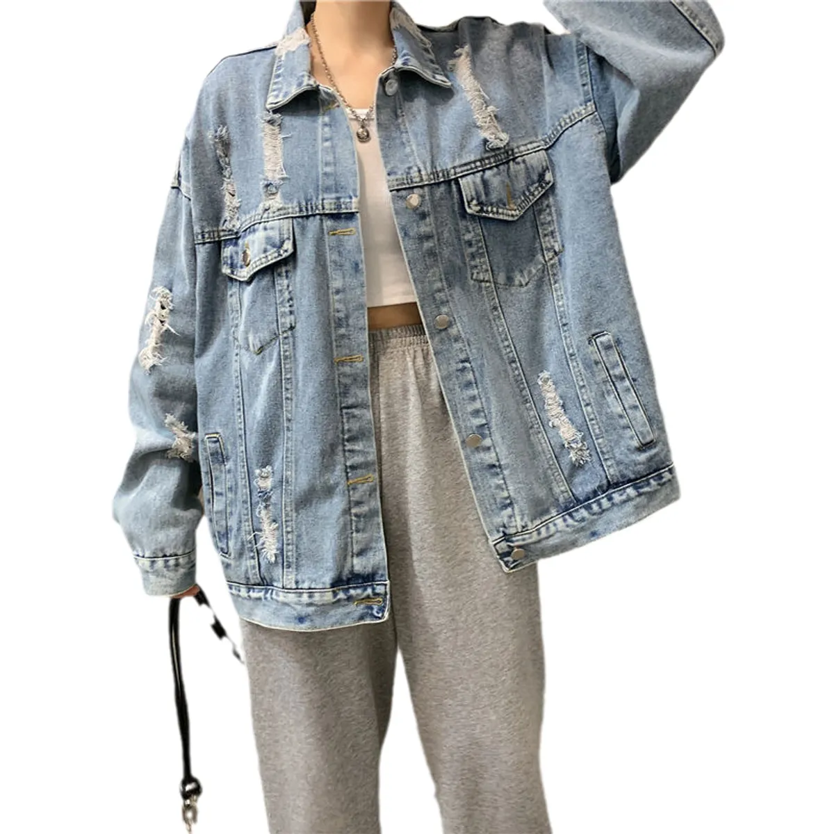 TIOZONEY - Chaqueta Jeans Mujer