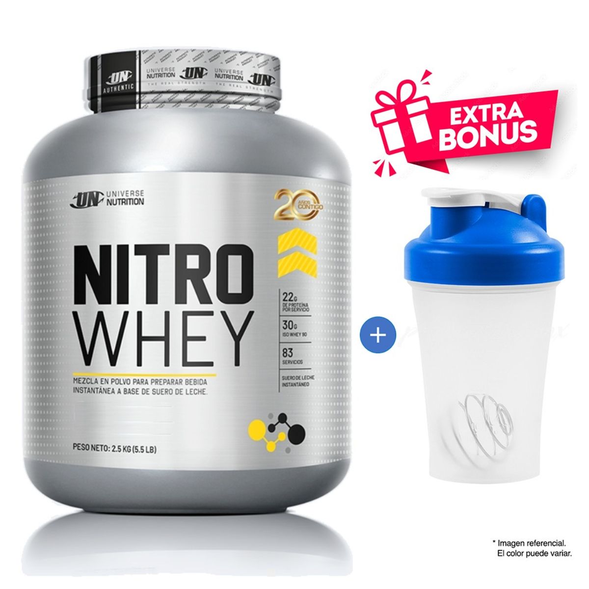 UNIVERSE NUTRITION - NITRO WHEY 2.5 KG SUERO DE LECHE COOKIES AND CREAM + TOMATODO