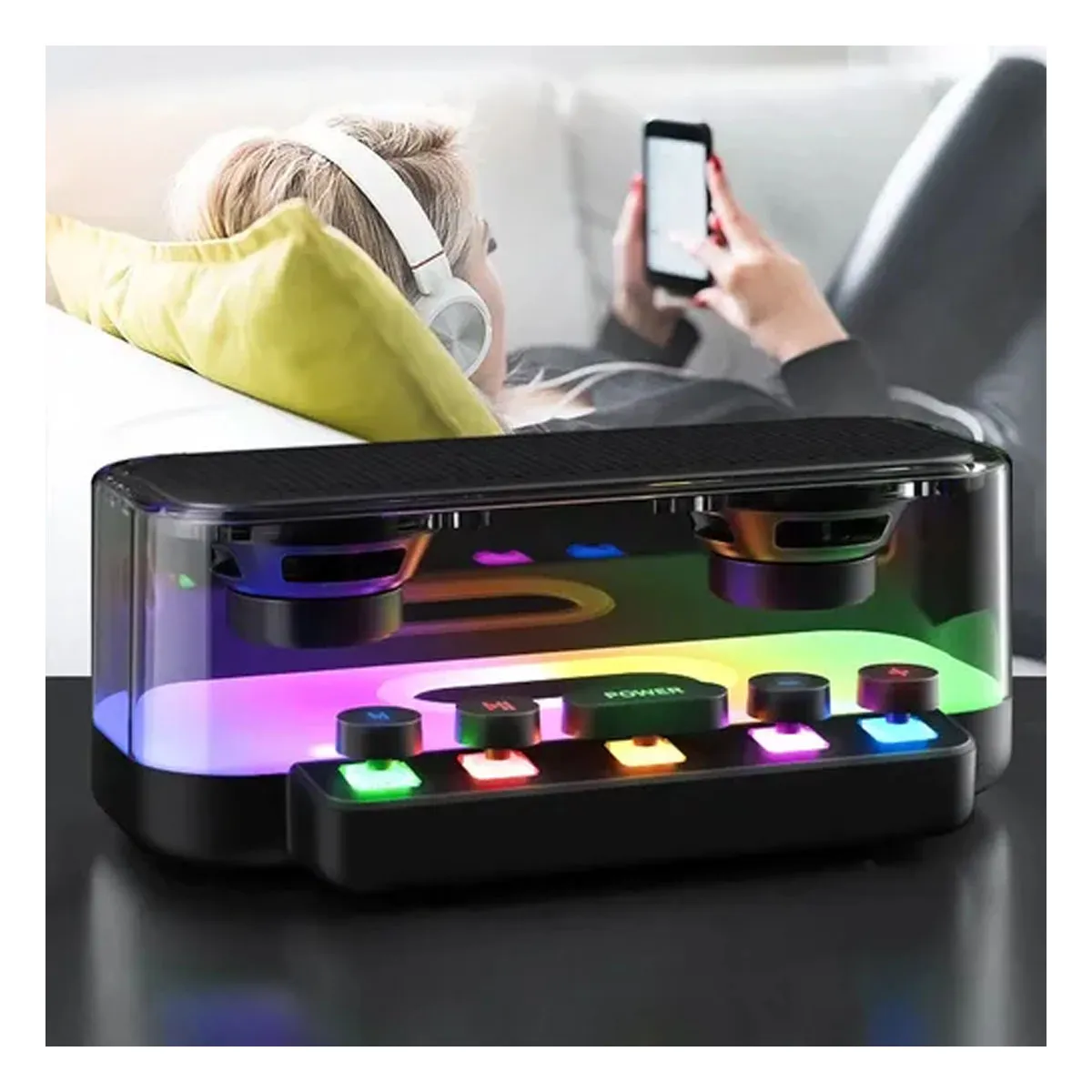 GENERICO - Parlante Bluetooth Portátil Con Led Y Batería Recargable