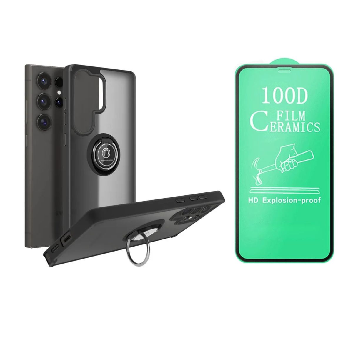 CASE - CASE AHUMADO PARA SAMSUNG S25 ULTRA + MICA CERAMICA HD - NEGRO