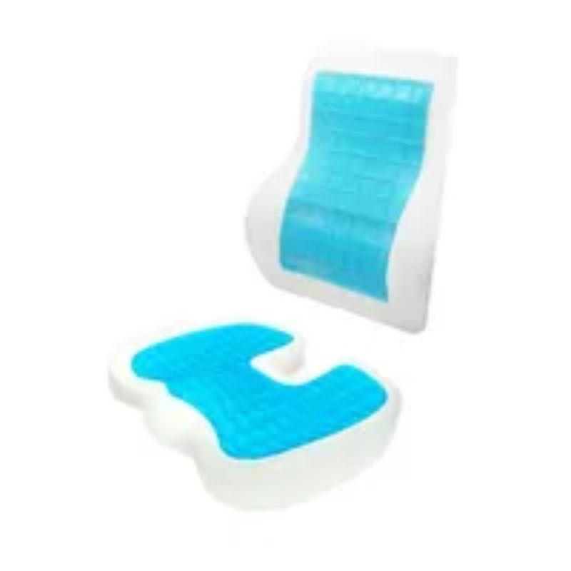 GENERICO - Combo Dúo Respaldar y Asiento de Gel Viscoelástico con Fundas