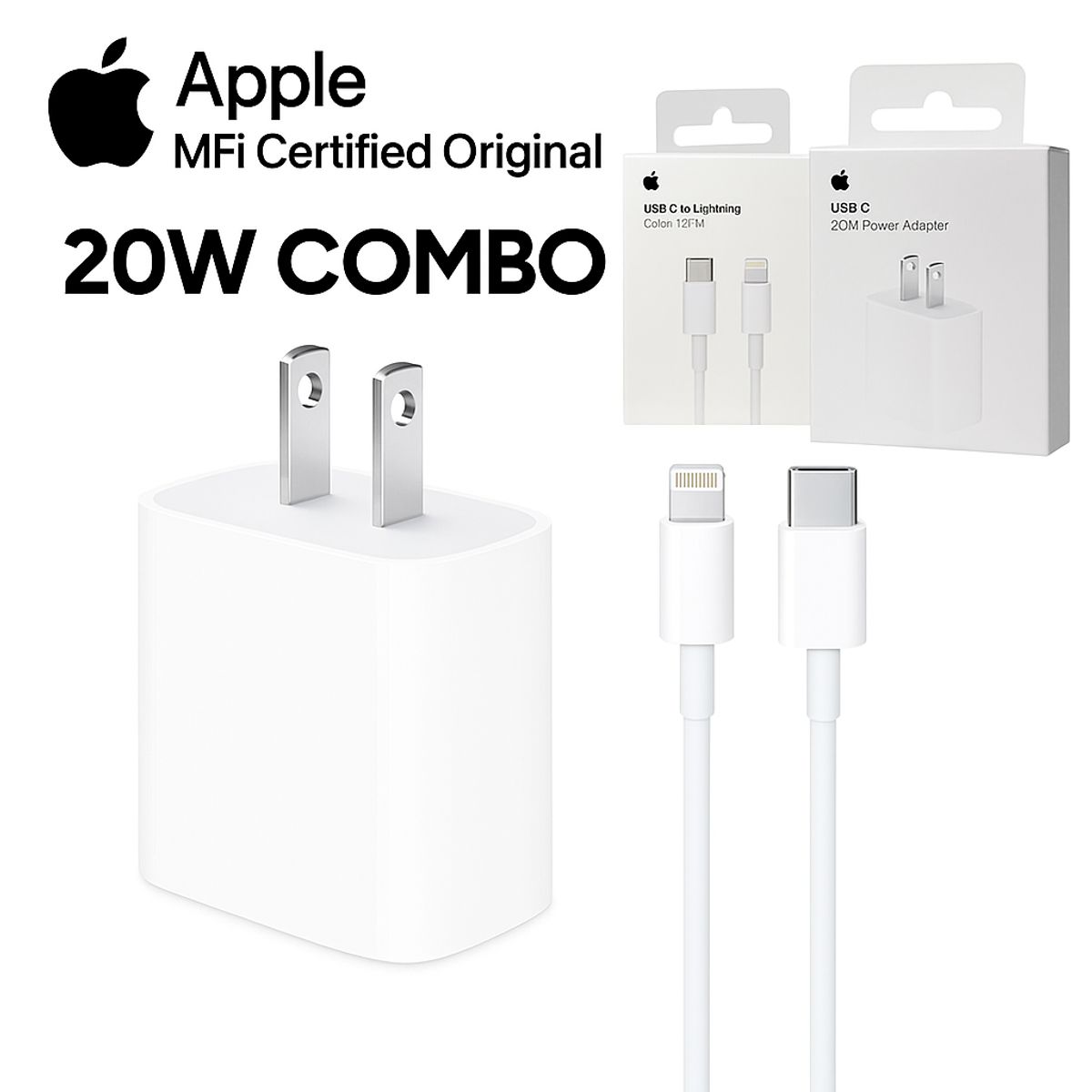 APPLE - Cargador  Apple  20w + Cable C a Lightning
