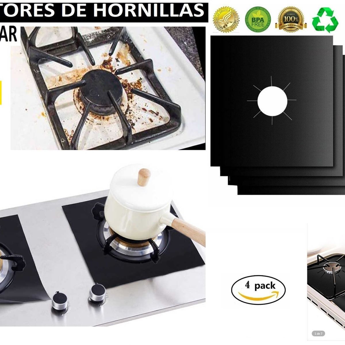 GENERICO - Protector Hornilla Negro pack de 4 unidades