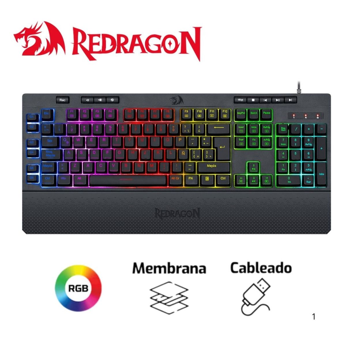 REDRAGON - TECLADO REDRAGON SHIVA K512  SEMI-MECANICO  RGB  NEGRO