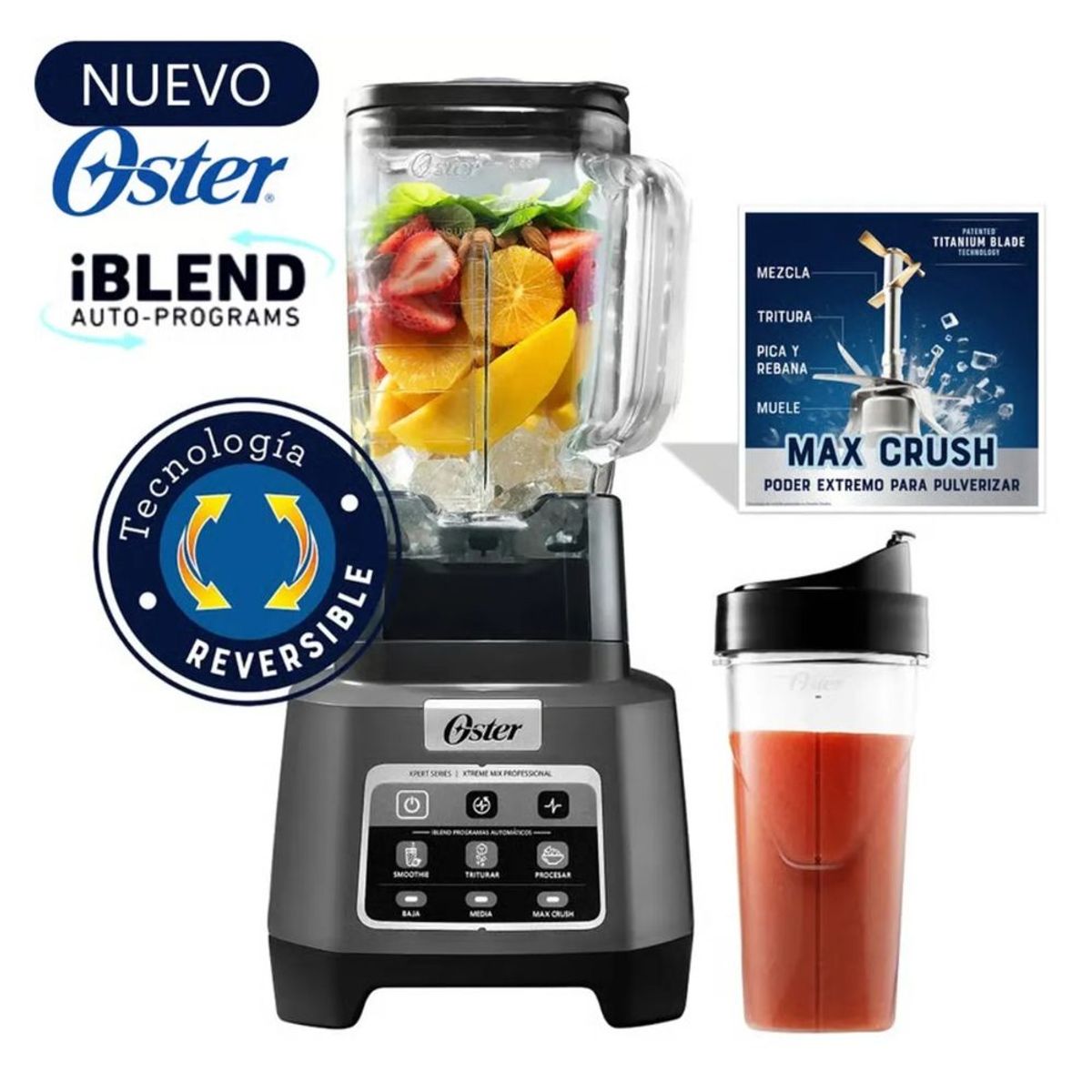 OSTER - Licuadora Oster BLSTXPG-BGW XTREME MIX con Vaso Blend-N-Go