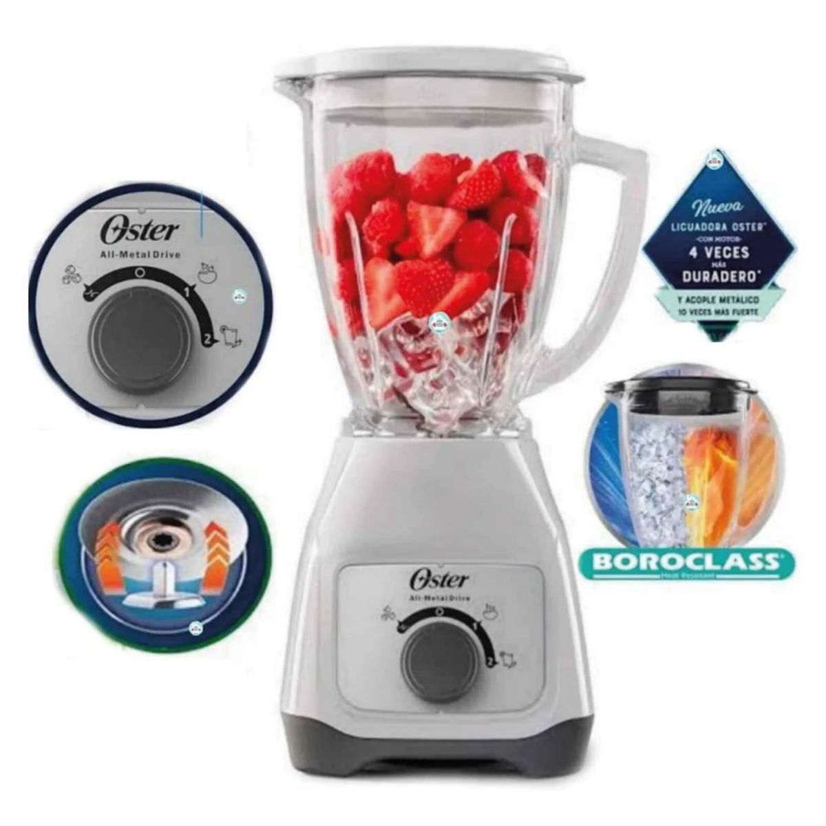 OSTER - Licuadora Oster Vaso de Vidrio BLSTKAG-WRD 2Velocidades