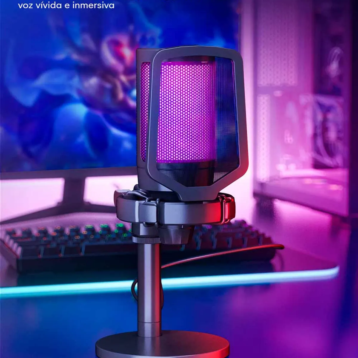 KREED - Micrófono de escritorio soft RGB AuroraCast