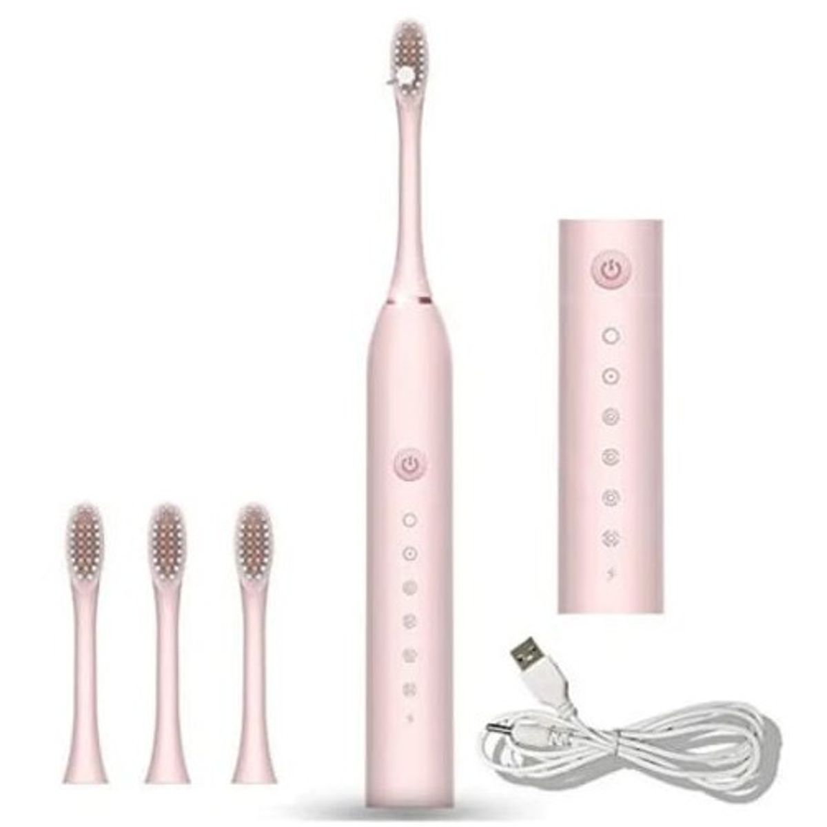 GENERICO - CEPILLO DE DIENTES ELECTRICO IPX7 RECARGABLE ROSADO