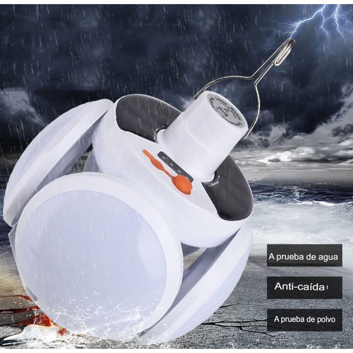 GENERICO - FOCO LÁMPARA LED SOLAR LINTERNA PORTÁTIL RECARGABLE 4 ASPAS PLEGABLE