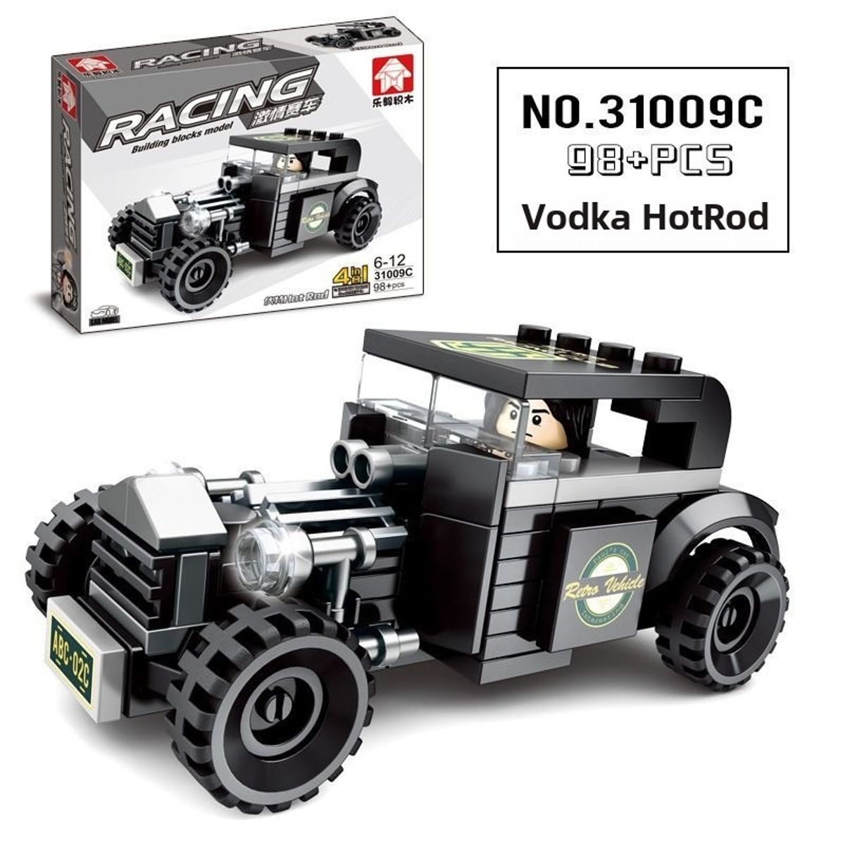 TIOZONEY - Juguete Para Niños Auto Antiguo Negro Armable