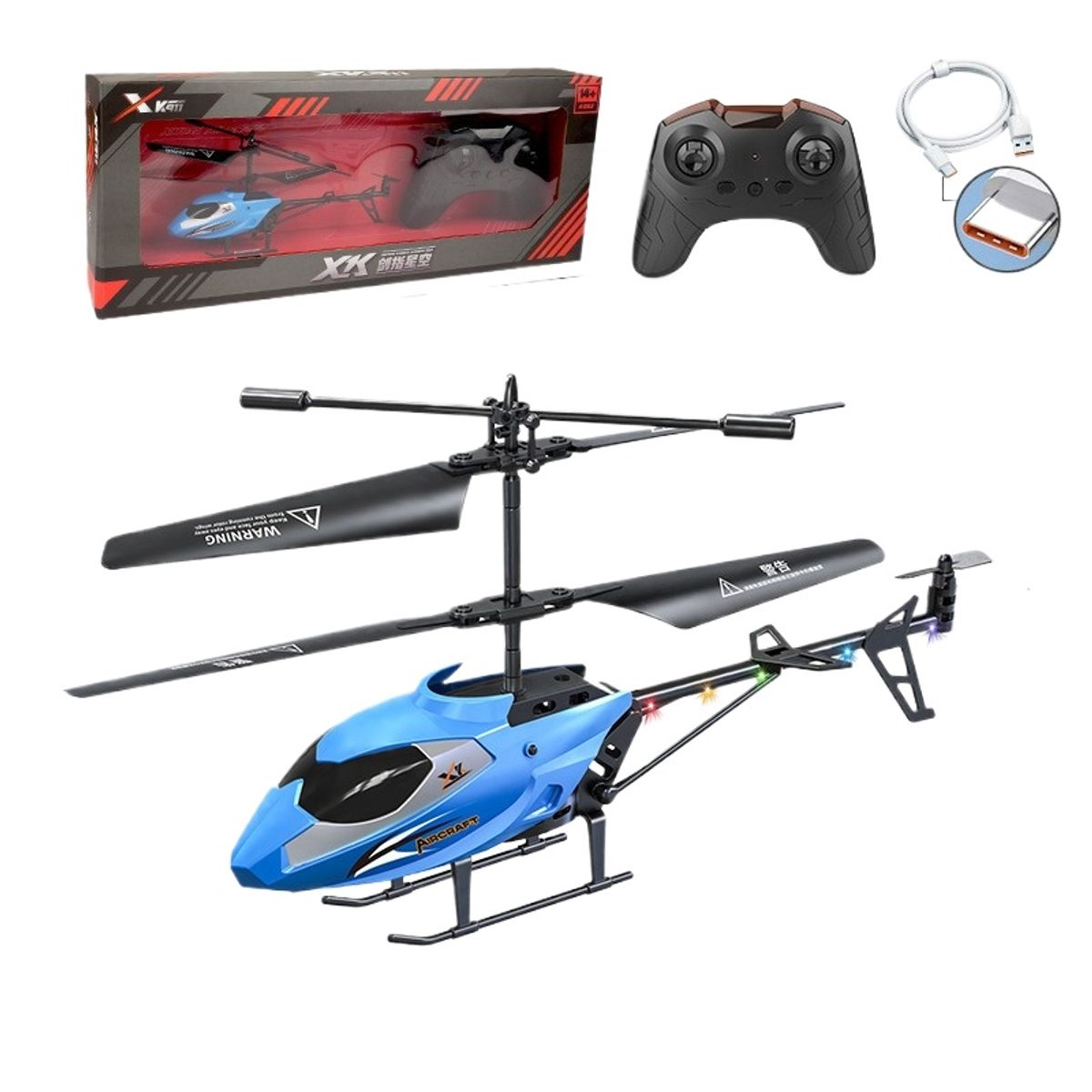 TIOZONEY - helicóptero de control remoto de juguete - azul