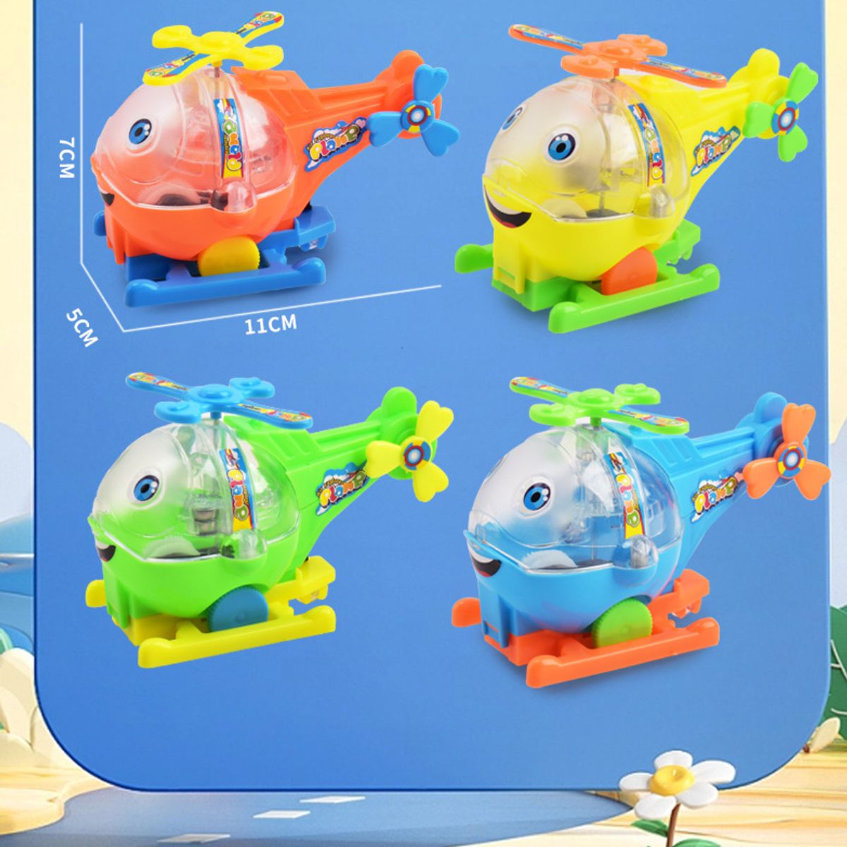 TIOZONEY - Pequeño helicóptero de juguete - naranjo