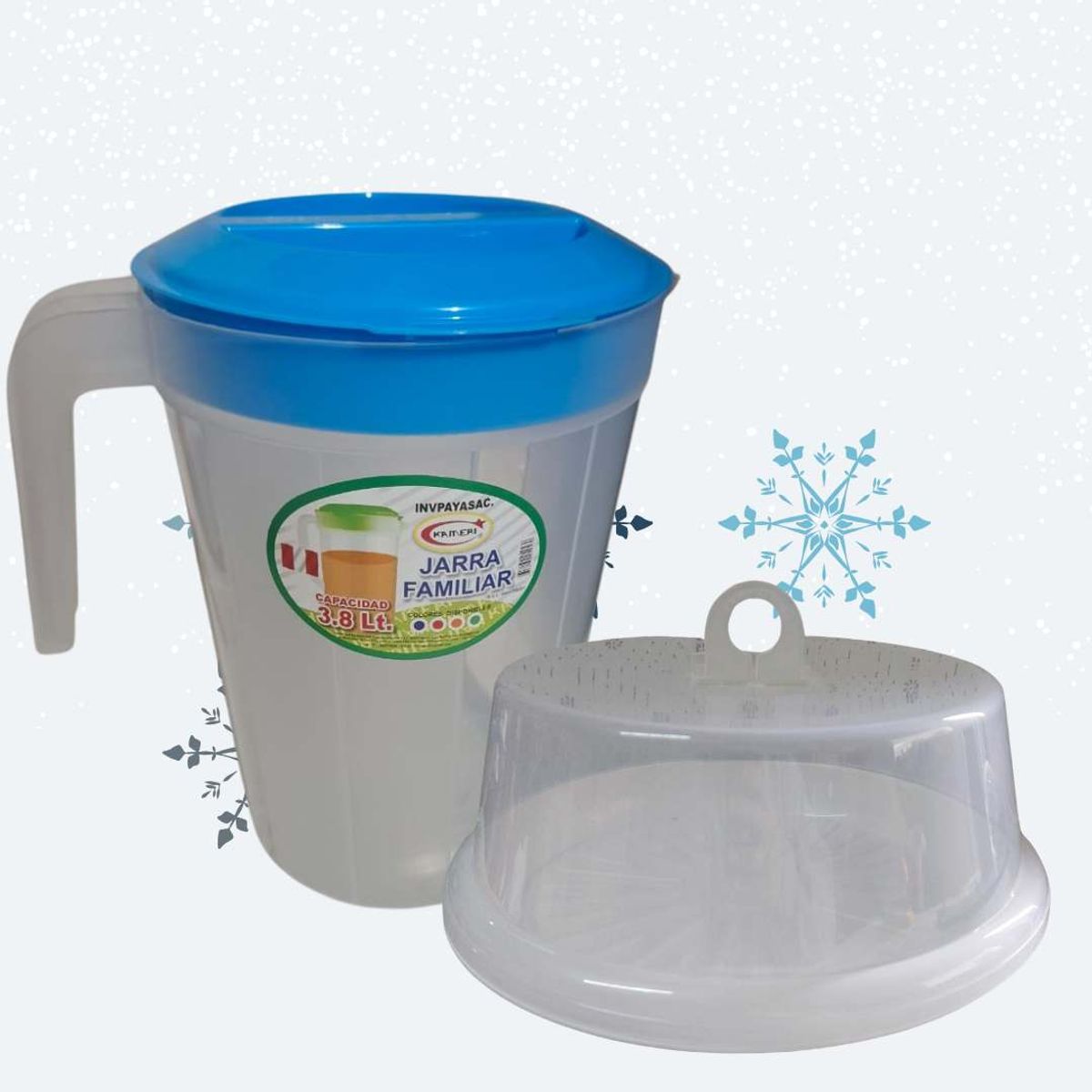 GENERICO - jarra de 3.8 lt mas porta queque blanco