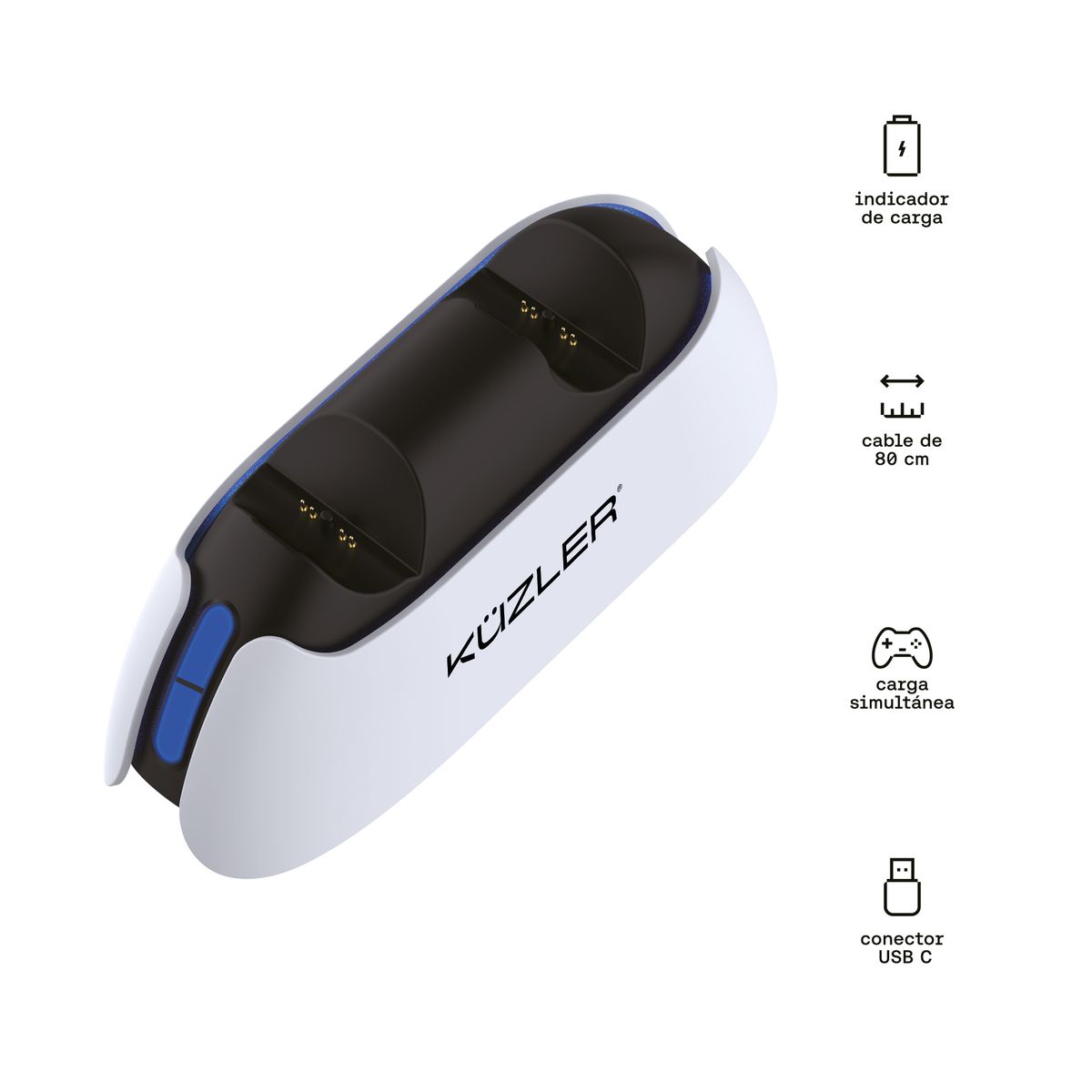 KUZLER - Cargador doble para controles PS5 de carga rápida