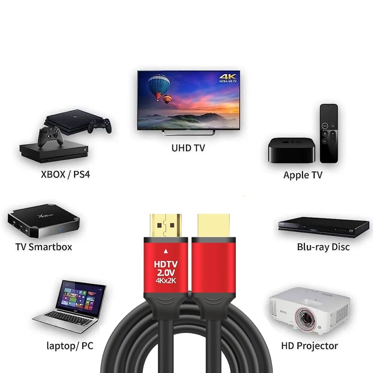 GENERICO - Cable HDMI 10 Metros 4k Premium Puntas Doradas Full HD