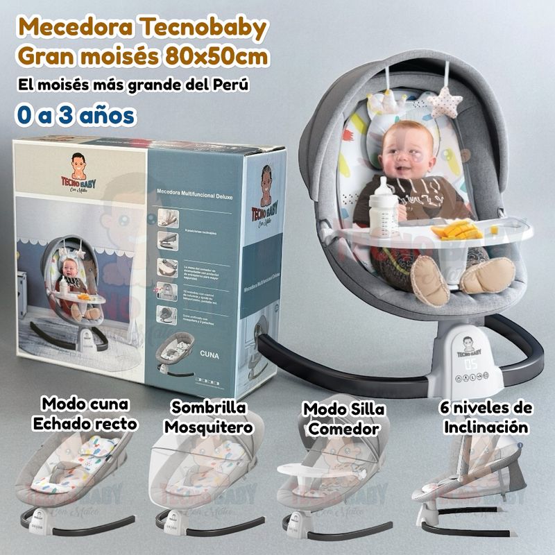 TECNOBABY CON MATEO - Mecedora Automática Gran Moisés 80x50cm