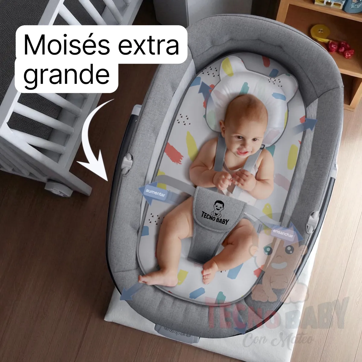 TECNOBABY CON MATEO - Mecedora Automática Gran Moisés 80x50cm