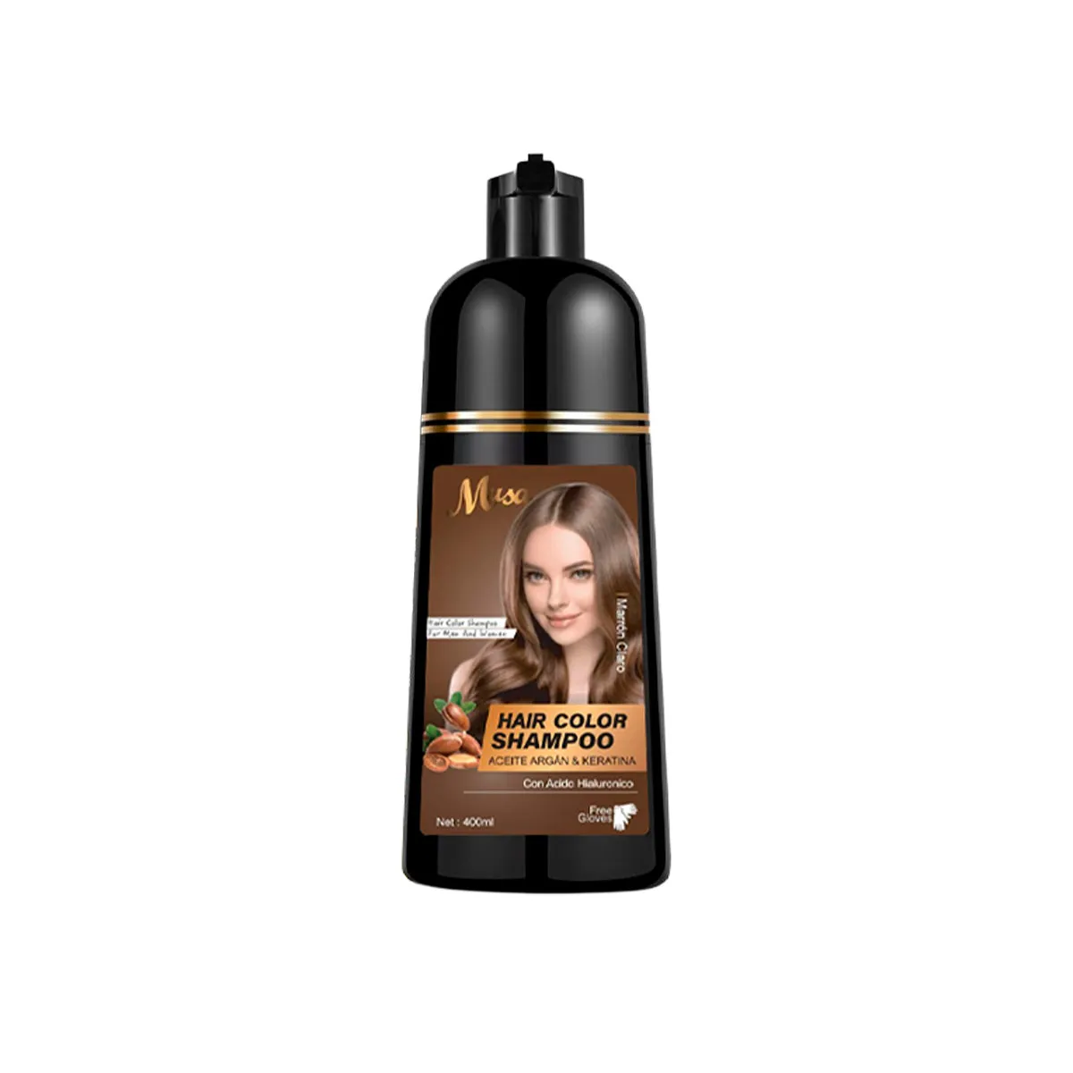 GENERICO - Shampoo Tinte Marron Claro 5N con Argan 400ml Musa