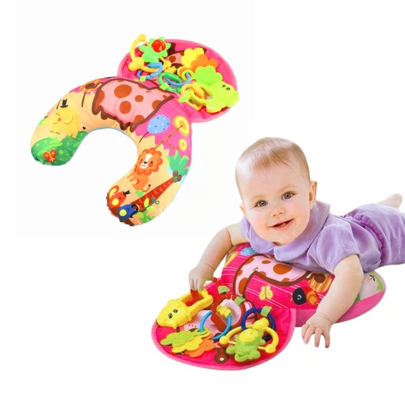 MEYING - JUGUETE ESTIMULACIÓN ALMOHADA COJIN PARA BEBE JIRAFA ROSADO