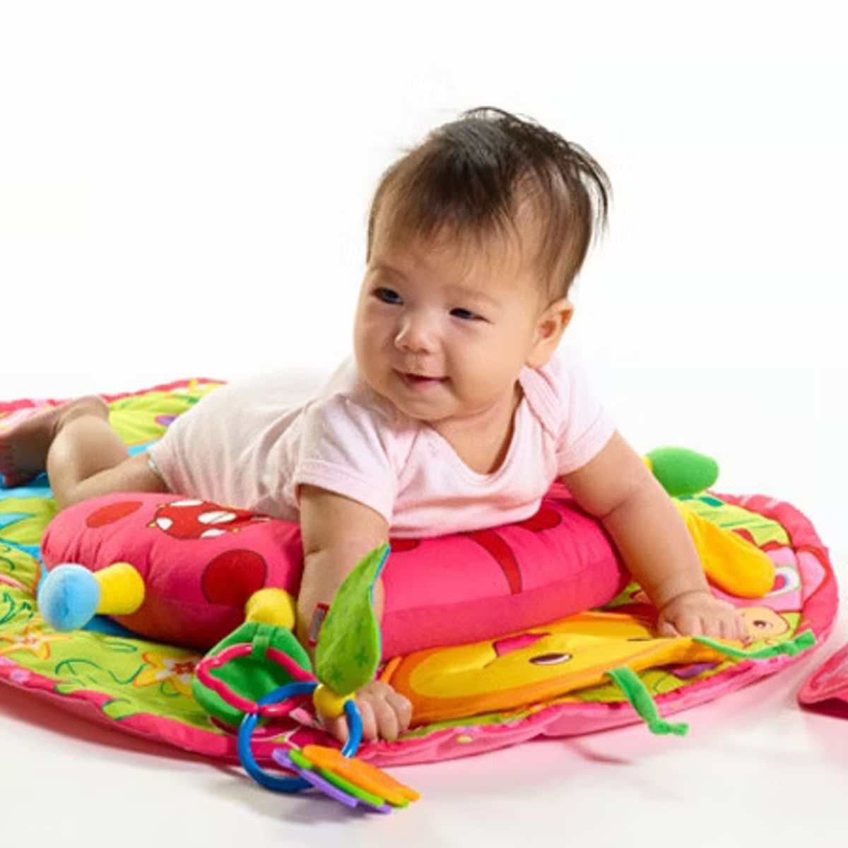 MEYING - JUGUETE ESTIMULACIÓN ALMOHADA COJIN PARA BEBE JIRAFA ROSADO