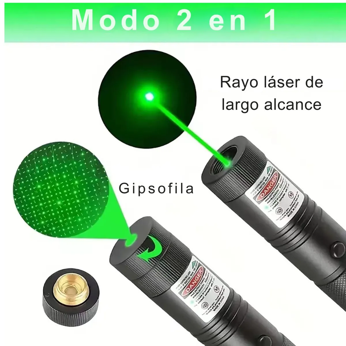 CAFINI - Puntero Láser Verde 3000m Recargable Alta Potencia luz láser