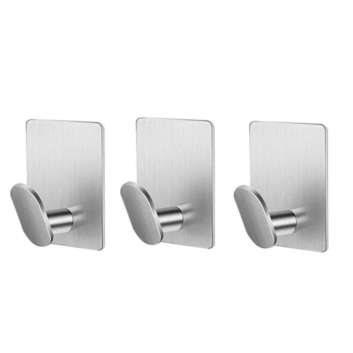 GENERICO - Paquete deb 3 Ganchos de pared de acero inoxidable adhesivo