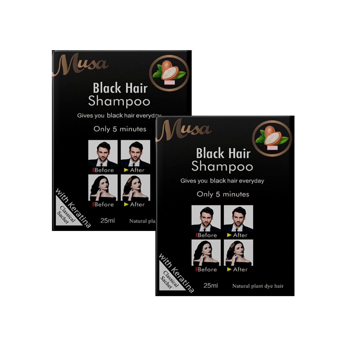 GENERICO - Shampoo Tinte Negro 1N con Keratina 25mlx10 en Sachets Musa 2 und