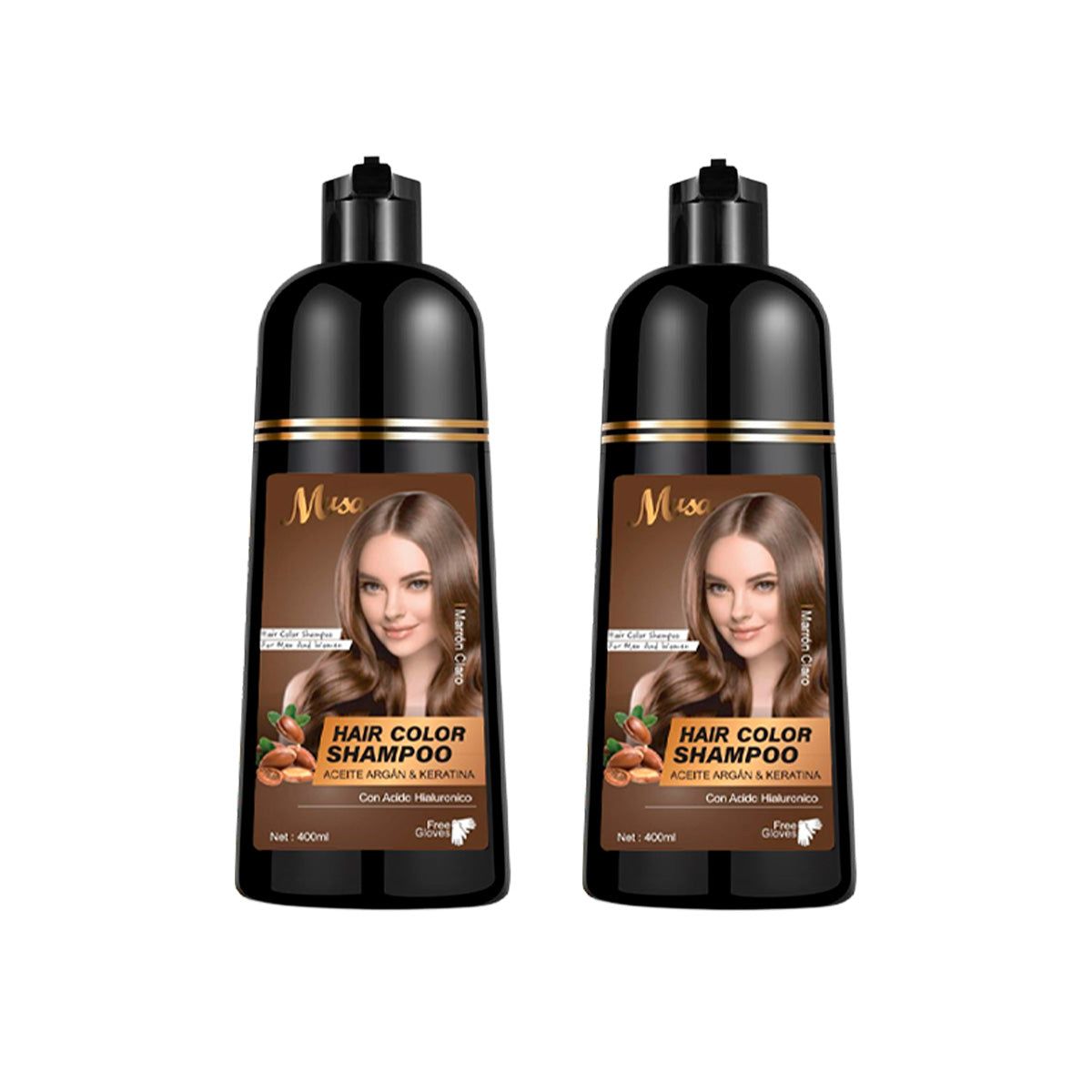 GENERICO - Shampoo Tinte Marron Claro 5N con Argan 400ml Musa 2 und