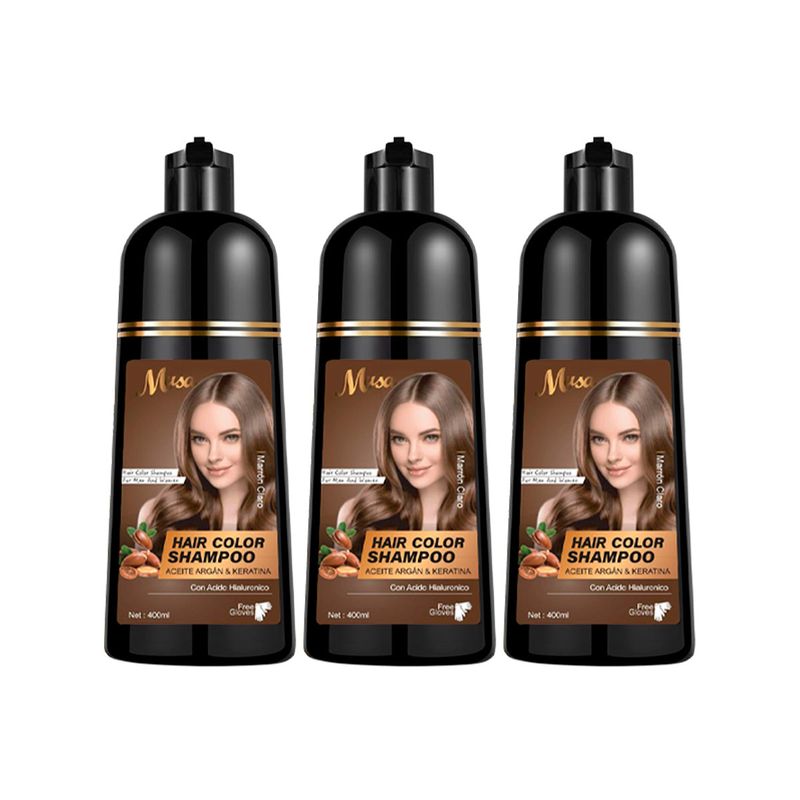 GENERICO - Shampoo Tinte Marron Claro 5N con Argan 400ml Musa 3 und