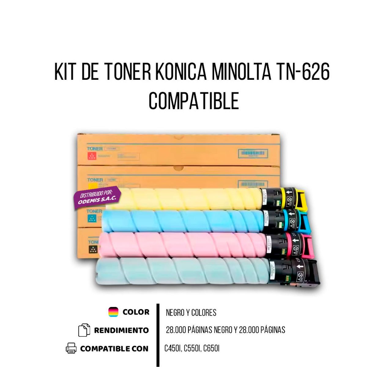 KONICA MINOLTA - Kit de Toner Konica Minolta TN 626 CYMK Compatible