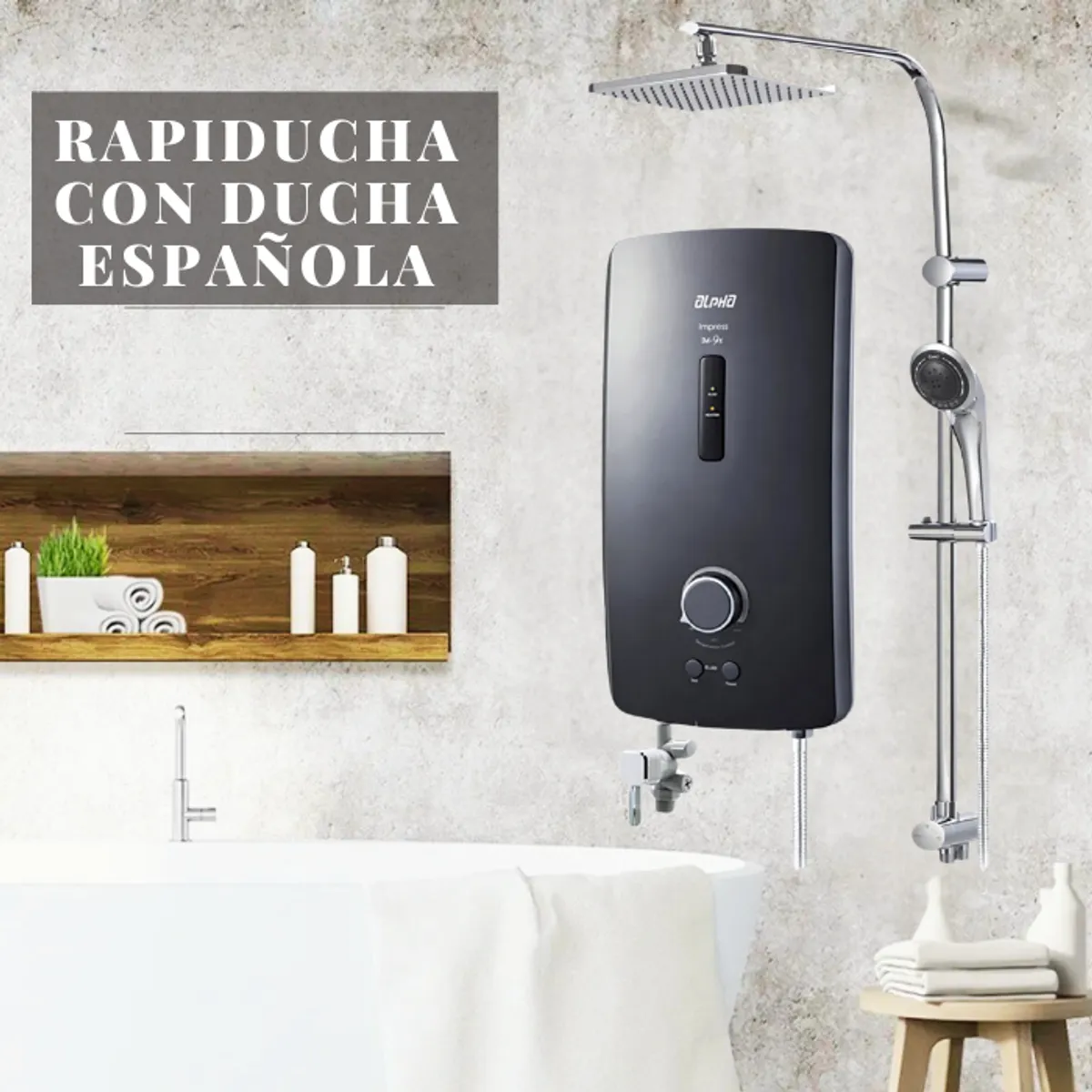 ALPHA - RAPIDUCHA ELÉCTRICA CON DUCHA ESPAÑOLA  IM9  METAL BLACK