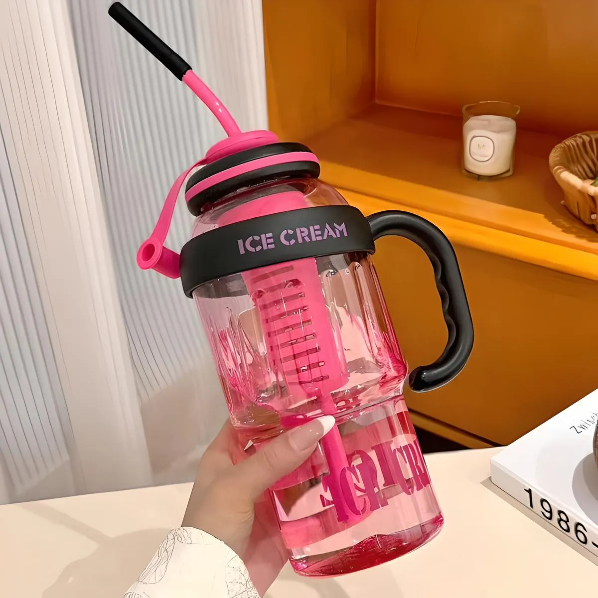 GENERICO - BOTELLA TAZA TOMATODO CON FILTRO Y SORBETE 1400 ML