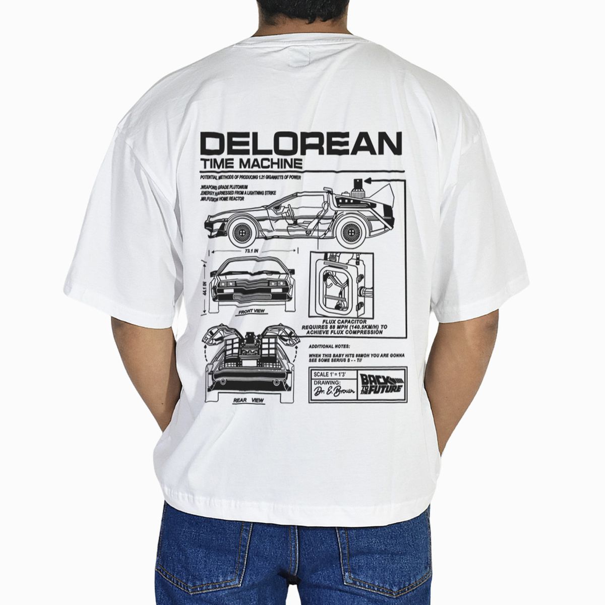 YONISTERS CLOTHING - Polo Oversize de Algodón Hombre Blanco DeLorean Yonisters Clothing