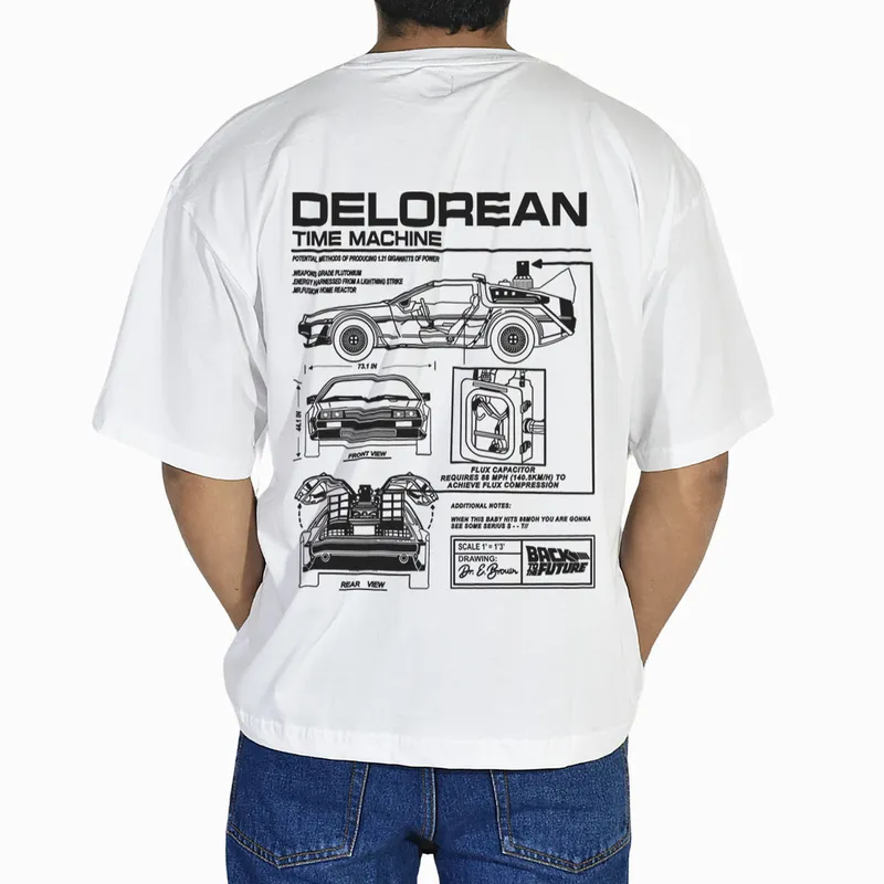 YONISTERS CLOTHING - Polo Oversize de Algodón Hombre Blanco DeLorean Yonisters Clothing