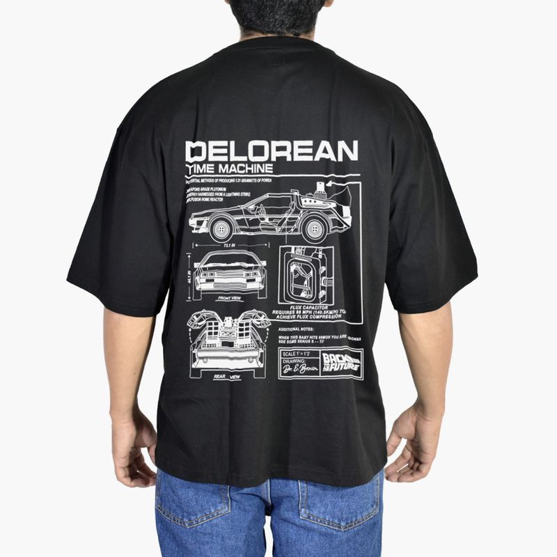 YONISTERS CLOTHING - Polo Oversize Algodón Negro DeLorean  Yonisters Clothing