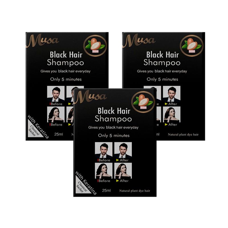 GENERICO - Shampoo Tinte Negro 1N con Keratina 25mlx10 en Sachets Musa 3 und