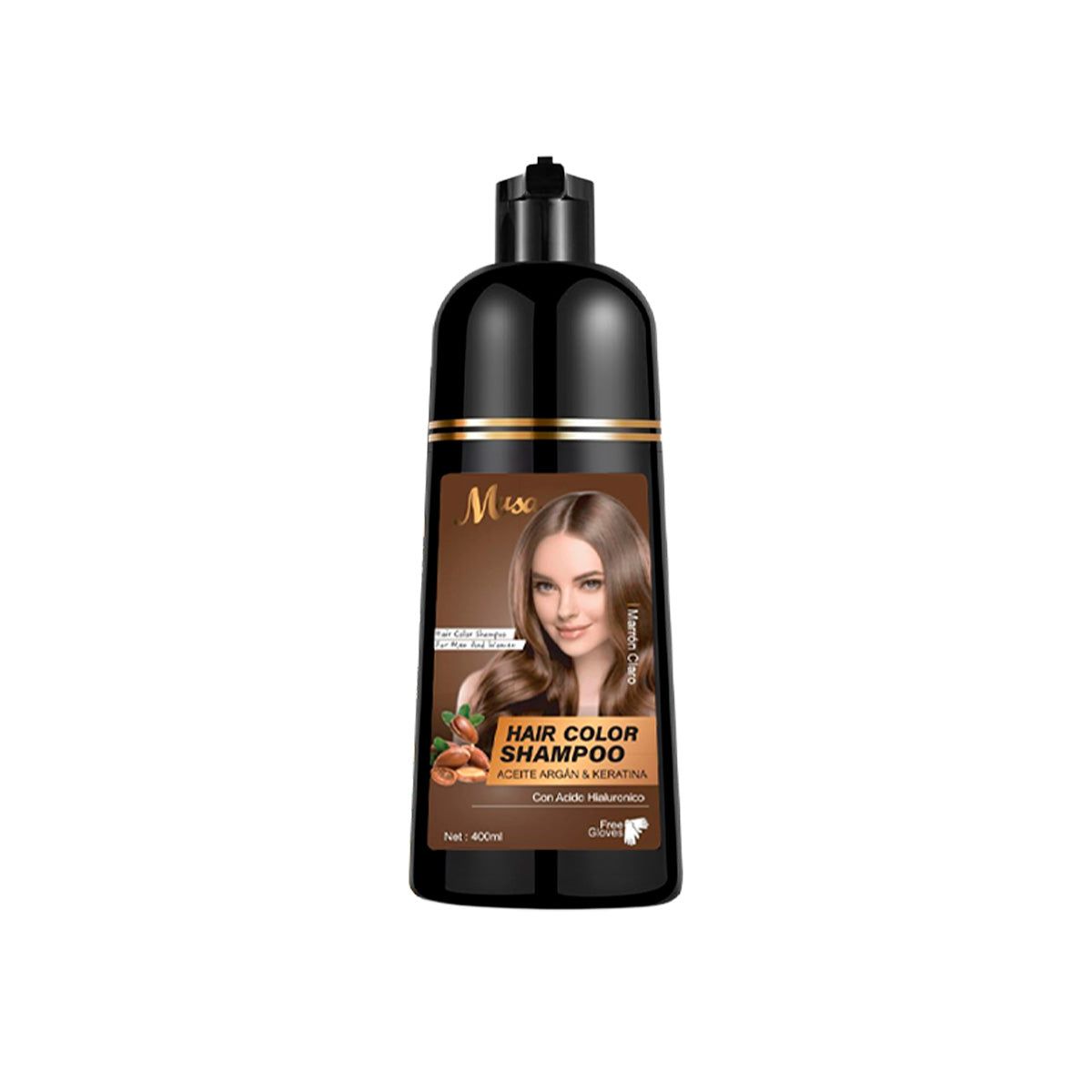 GENERICO - Shampoo Tinte Marron Claro 5N con Argan 400ml Musa
