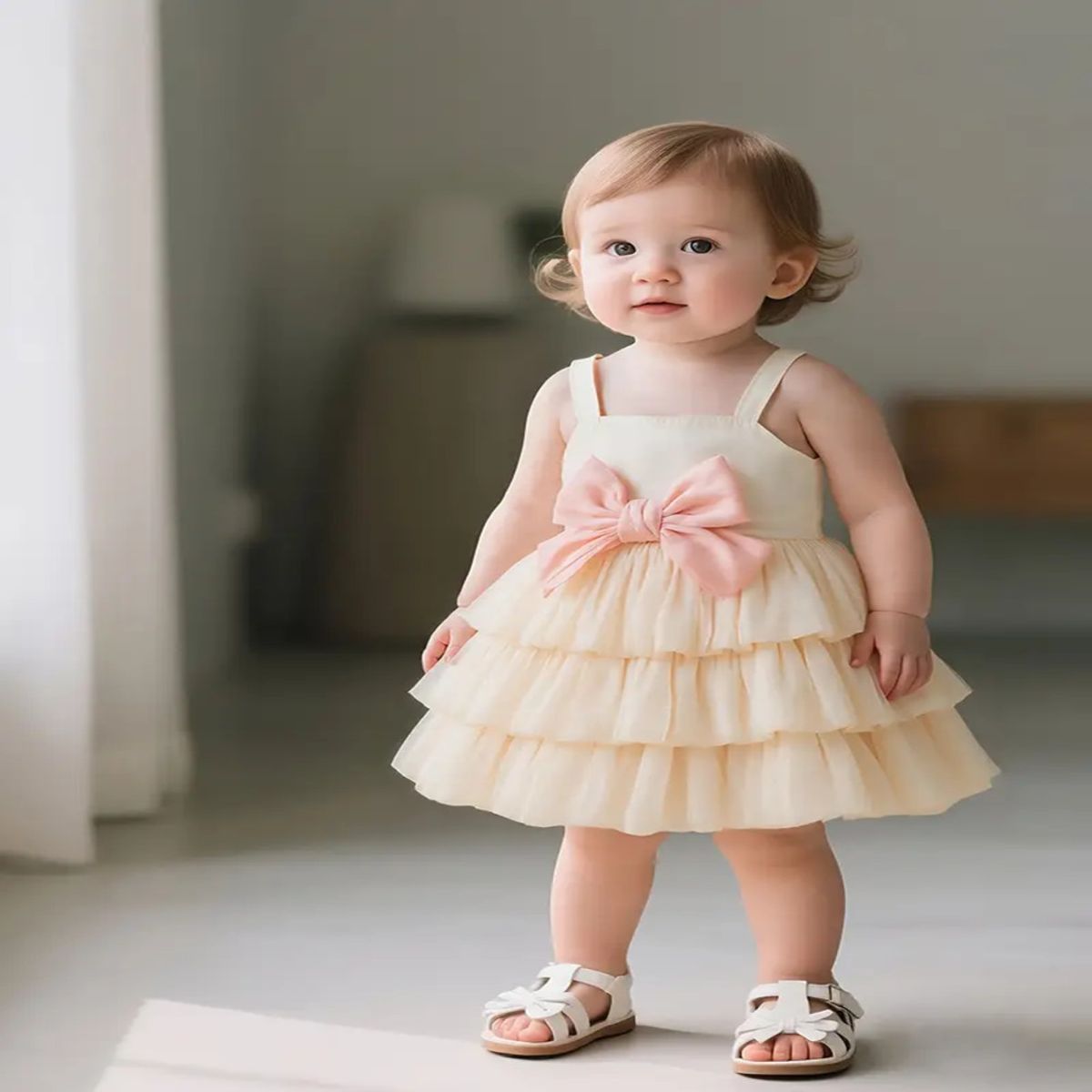 GENERICO - VESTIDO DE BEBE NIÑA CON ESTILO DE LAZOS