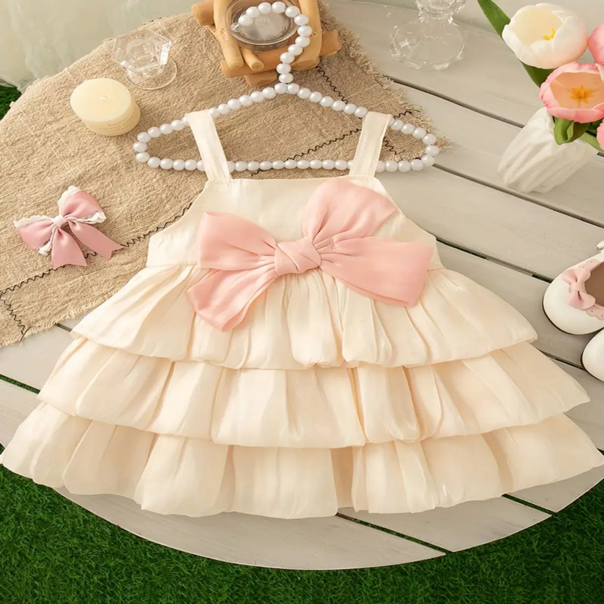 GENERICO - VESTIDO DE BEBE NIÑA CON ESTILO DE LAZOS