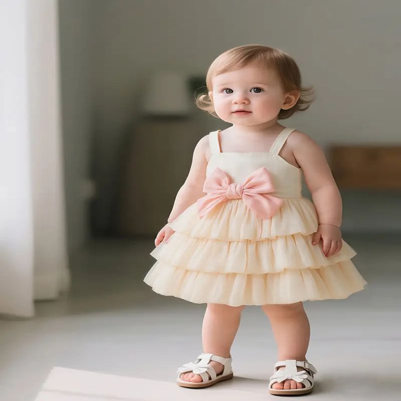 GENERICO - VESTIDO DE BEBE NIÑA CON ESTILO DE LAZOS